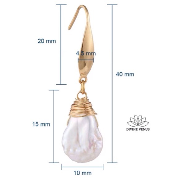 Natural Baroque Keshi Pearl Dangle Earrings - Picture 2 of 4